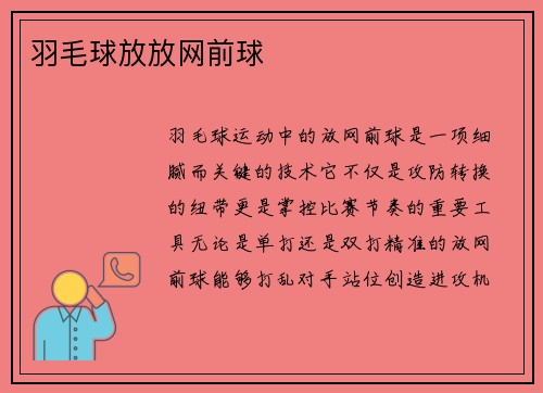 羽毛球放放网前球